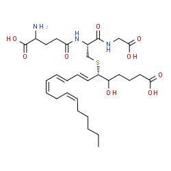 ChemSpider 2D Image | gamma-Glutamyl-S-[(5S,6E,8E,10Z,13Z)-1-carboxy-4-hydroxy-6,8,10,13-nonadecatetraen-5-yl]-L-cysteinylglycine | C30H47N3O9S