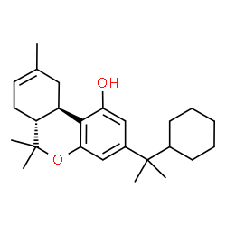 ChemSpider 2D Image | (6aR,10aR)-3-(2-Cyclohexyl-2-propanyl)-6,6,9-trimethyl-6a,7,10,10a-tetrahydro-6H-benzo[c]chromen-1-ol | C25H36O2