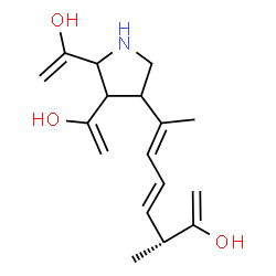 ChemSpider 2D Image | (3R,4E,6E)-7-[4,5-Bis(1-hydroxyvinyl)-3-pyrrolidinyl]-3-methyl-1,4,6-octatrien-2-ol | C17H25NO3