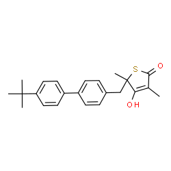 ChemSpider 2D Image | 5-[(4'-tert-butylbiphenyl-4-yl)methyl]-4-hydroxy-3,5-dimethylthiophen-2(5H)-one | C23H26O2S