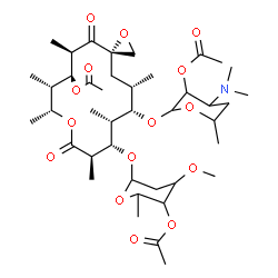 ChemSpider 2D Image | (3S,5R,6S,7S,8R,11R,12S,13R,14S,15S)-12-[(4-O-acetyl-2,6-dideoxy-3-O-methylhexopyranosyl)oxy]-14-{[2-O-acetyl-3,4,6-trideoxy-3-(dimethylamino)hexopyranosyl]oxy}-5,7,8,11,13,15-hexamethyl-4,10-dioxo-1,9-dioxaspiro[2.13]hexadec-6-yl acetate | C41H67NO15