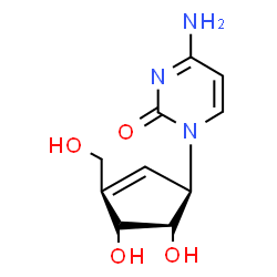 ChemSpider 2D Image | 4-Amino-1-[(1R,4R,5S)-4,5-dihydroxy-3-(hydroxymethyl)-2-cyclopenten-1-yl]-2(1H)-pyrimidinone | C10H13N3O4