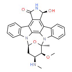 ChemSpider 2D Image | (5R,6S,7S,9S,16S)-16-hydroxy-6-methoxy-5-methyl-7-(methylamino)-6,7,8,9,15,16-hexahydro-5H,14H-5,9-epoxy-4b,9a,15-triazadibenzo[b,h]cyclonona[1,2,3,4-jkl]cyclopenta[e]-as-indacen-14-one | C28H26N4O4