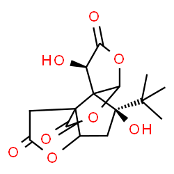 ChemSpider 2D Image | (8R,9R)-9-tert-butyl-8,9-dihydroxydihydro-9H-furo[2,3-b]furo[3',2':2,3]cyclopenta[1,2-c]furan-2,4,7(3H,8H)-trione | C15H18O8