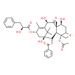 ChemSpider 2D Image | (2alpha,7beta,10beta,13alpha)-4-Acetoxy-1,7,10-trihydroxy-13-{[(2S)-2-hydroxy-3-phenylpropanoyl]oxy}-9-oxo-5,20-epoxytax-11-en-2-yl benzoate | C38H44O12