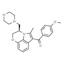 ChemSpider 2D Image | (4-Methoxyphenyl)[(3R)-5-methyl-3-(4-morpholinylmethyl)-2,3-dihydro[1,4]oxazino[2,3,4-hi]indol-6-yl]methanone | C24H26N2O4