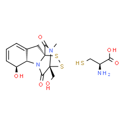 ChemSpider 2D Image | L-cysteine - (3R,5aS,6S,10aR)-6-hydroxy-3-(hydroxymethyl)-2-methyl-2,3,6,10-tetrahydro-5aH-3,10a-epidithiopyrazino[1,2-a]indole-1,4-dione (1:1) | C16H21N3O6S3