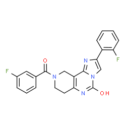ChemSpider 2D Image | 9-(3-Fluorobenzoyl)-2-(2-fluorophenyl)-7,8,9,10-tetrahydroimidazo[1,2-c]pyrido[3,4-e]pyrimidin-5(6H)-one | C22H16F2N4O2