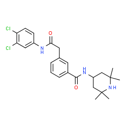 ChemSpider 2D Image | 3-{2-[(3,4-Dichlorophenyl)amino]-2-oxoethyl}-N-(2,2,6,6-tetramethyl-4-piperidinyl)benzamide | C24H29Cl2N3O2