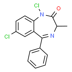ChemSpider 2D Image | 1,7-Dichloro-3-methyl-5-phenyl-1,3-dihydro-2H-1,4-benzodiazepin-2-one | C16H12Cl2N2O