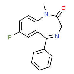 ChemSpider 2D Image | 7-Fluoro-1-methyl-5-phenyl-1,3-dihydro-2H-1,4-benzodiazepin-2-one | C16H13FN2O