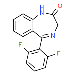 ChemSpider 2D Image | 5-(2,6-Difluorophenyl)-1,3-dihydro-2H-1,4-benzodiazepin-2-one | C15H10F2N2O