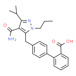 ChemSpider 2D Image | 4'-[(4-Carbamoyl-3-isopropyl-1-propyl-1H-pyrazol-5-yl)methyl]-2-biphenylcarboxylic acid | C24H27N3O3