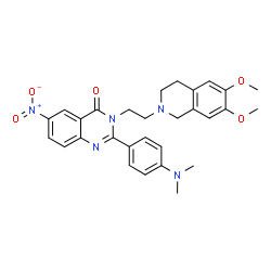 ChemSpider 2D Image | 3-[2-(6,7-Dimethoxy-3,4-dihydro-2(1H)-isoquinolinyl)ethyl]-2-[4-(dimethylamino)phenyl]-6-nitro-4(3H)-quinazolinone | C29H31N5O5