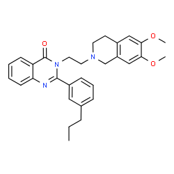 ChemSpider 2D Image | 3-[2-(6,7-Dimethoxy-3,4-dihydro-2(1H)-isoquinolinyl)ethyl]-2-(3-propylphenyl)-4(3H)-quinazolinone | C30H33N3O3