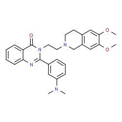 ChemSpider 2D Image | 3-[2-(6,7-Dimethoxy-3,4-dihydro-2(1H)-isoquinolinyl)ethyl]-2-[3-(dimethylamino)phenyl]-4(3H)-quinazolinone | C29H32N4O3
