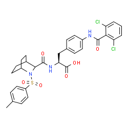 ChemSpider 2D Image | 4-[(2,6-Dichlorobenzoyl)amino]-N-({2-[(4-methylphenyl)sulfonyl]-2-azabicyclo[2.2.2]oct-3-yl}carbonyl)-L-phenylalanine | C31H31Cl2N3O6S