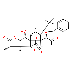 ChemSpider 2D Image | (6R,9R,12R,16S,17R)-6-(Benzyloxy)-9-fluoro-12,17-dihydroxy-16-methyl-8-(2-methyl-2-propanyl)-2,4,14,19-tetraoxahexacyclo[8.7.2.0~1,11~.0~3,7~.0~7,11~.0~13,17~]nonadecane-5,15,18-trione | C27H29FO10