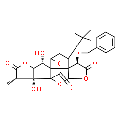 ChemSpider 2D Image | (6R,12R,16S,17R)-6-(Benzyloxy)-12,17-dihydroxy-16-methyl-8-(2-methyl-2-propanyl)-2,4,14,19-tetraoxahexacyclo[8.7.2.0~1,11~.0~3,7~.0~7,11~.0~13,17~]nonadecane-5,15,18-trione | C27H30O10