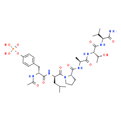 ChemSpider 2D Image | N-Acetyl-O-phosphono-D-tyrosyl-D-leucyl-L-prolyl-L-alanyl-L-threonyl-L-valinamide | C34H54N7O12P