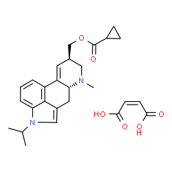 ChemSpider 2D Image | [(8beta)-1-Isopropyl-6-methyl-9,10-didehydroergolin-8-yl]methyl cyclopropanecarboxylate (2Z)-2-butenedioate (1:1) | C27H32N2O6