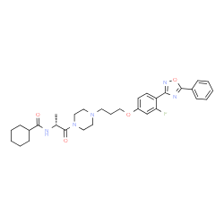 ChemSpider 2D Image | N-[(2R)-1-(4-{3-[3-Fluoro-4-(5-phenyl-1,2,4-oxadiazol-3-yl)phenoxy]propyl}-1-piperazinyl)-1-oxo-2-propanyl]cyclohexanecarboxamide | C31H38FN5O4