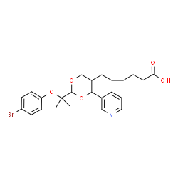 ChemSpider 2D Image | (4Z)-6-{2-[2-(4-Bromophenoxy)-2-propanyl]-4-(3-pyridinyl)-1,3-dioxan-5-yl}-4-hexenoic acid | C24H28BrNO5
