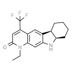 ChemSpider 2D Image | (5bR,9aR)-1-Ethyl-4-(trifluoromethyl)-1,5b,6,7,8,9,9a,10-octahydro-2H-pyrido[2,3-b]carbazol-2-one | C18H19F3N2O