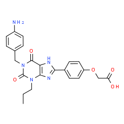 ChemSpider 2D Image | {4-[1-(4-Aminobenzyl)-2,6-dioxo-3-propyl-2,3,6,7-tetrahydro-1H-purin-8-yl]phenoxy}acetic acid | C23H23N5O5