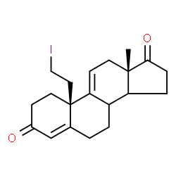 ChemSpider 2D Image | (10R,13S)-10-(2-Iodoethyl)-13-methyl-7,8,10,12,13,14,15,16-octahydro-1H-cyclopenta[a]phenanthrene-3,17(2H,6H)-dione | C20H25IO2