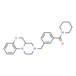 ChemSpider 2D Image | 1-Piperidinyl[3-(1,2,4a,5-tetrahydropyrazino[2,1-c][1,4]benzoxazin-3(4H)-ylmethyl)phenyl]methanone | C24H29N3O2