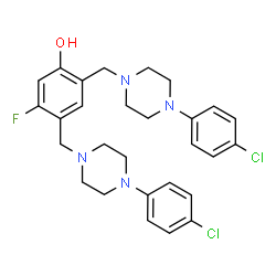 ChemSpider 2D Image | 2,4-Bis{[4-(4-chlorophenyl)-1-piperazinyl]methyl}-5-fluorophenol | C28H31Cl2FN4O
