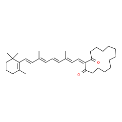 ChemSpider 2D Image | 2-[(2E,4E,6E,8E)-3,7-Dimethyl-9-(2,6,6-trimethyl-1-cyclohexen-1-yl)-2,4,6,8-nonatetraen-1-ylidene]-1,3-cyclotetradecanedione | C34H50O2