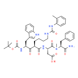 ChemSpider 2D Image | N-[(2R)-2-[(2S)-2-[(tert-butoxycarbonyl)amino]-3-(1H-indol-3-yl)propanoyl]-6-{[(2-methylphenyl)carbamoyl]amino}hexanoyl]-L-alpha-aspartyl-Nalpha-methyl-L-phenylalaninamide | C44H55N7O9