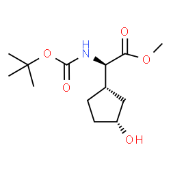 ChemSpider 2D Image | methyl (2R)-[(tert-butoxycarbonyl)amino][(1S,3R)-3-hydroxycyclopentyl]ethanoate | C13H23NO5