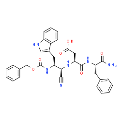 ChemSpider 2D Image | N-[(1R,2S)-2-{[(Benzyloxy)carbonyl]amino}-1-cyano-3-(1H-indol-3-yl)propyl]-L-alpha-aspartyl-L-phenylalaninamide | C33H34N6O6