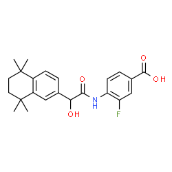 ChemSpider 2D Image | 3-Fluoro-4-{[hydroxy(5,5,8,8-tetramethyl-5,6,7,8-tetrahydro-2-naphthalenyl)acetyl]amino}benzoic acid | C23H26FNO4