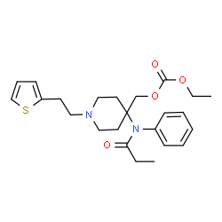 ChemSpider 2D Image | Ethyl {4-[phenyl(propionyl)amino]-1-[2-(2-thienyl)ethyl]-4-piperidinyl}methyl carbonate | C24H32N2O4S