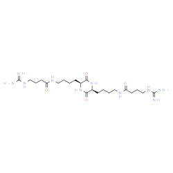 ChemSpider 2D Image | N,N'-{[(2S,5S)-3,6-Dioxo-2,5-piperazinediyl]di-4,1-butanediyl}bis(4-carbamimidamidobutanamide) | C22H42N10O4