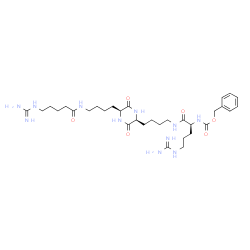 ChemSpider 2D Image | N~2~-[(Benzyloxy)carbonyl]-N-{4-[(2S,5S)-5-{4-[(5-carbamimidamidopentanoyl)amino]butyl}-3,6-dioxo-2-piperazinyl]butyl}-L-argininamide | C32H53N11O6
