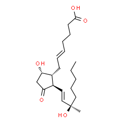 ChemSpider 2D Image | (5E,9alpha,13E,15R)-9,15-Dihydroxy-15-methyl-11-oxoprosta-5,13-dien-1-oic acid | C21H34O5