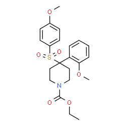 ChemSpider 2D Image | Ethyl 4-(2-methoxyphenyl)-4-[(4-methoxyphenyl)sulfonyl]-1-piperidinecarboxylate | C22H27NO6S