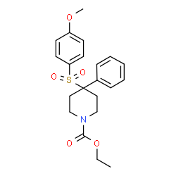 ChemSpider 2D Image | Ethyl 4-[(4-methoxyphenyl)sulfonyl]-4-phenyl-1-piperidinecarboxylate | C21H25NO5S
