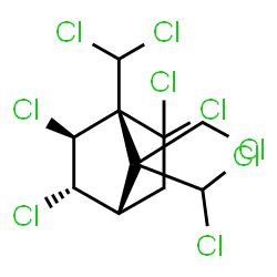 ChemSpider 2D Image | (1R,4S,5S,6S)-2,2,5,6-Tetrachloro-7-(chloromethyl)-1,7-bis(dichloromethyl)bicyclo[2.2.1]heptane | C10H9Cl9