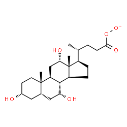 ChemSpider 2D Image | cholane-24-peroxoato, 3,7,12-trihydroxy-, ion(1-), (3alpha,5beta,7alpha,8xi,12alpha)- | C24H39O6
