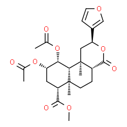 ChemSpider 2D Image | Methyl (2S,4aR,6aR,7R,9S,10R,10aS,10bR)-9,10-diacetoxy-2-(3-furyl)-6a,10b-dimethyl-4-oxododecahydro-2H-benzo[f]isochromene-7-carboxylate | C25H32O9