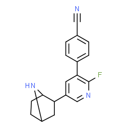 ChemSpider 2D Image | 4-[5-(7-Azabicyclo[2.2.1]hept-2-yl)-2-fluoro-3-pyridinyl]benzonitrile | C18H16FN3