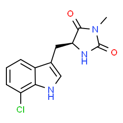 ChemSpider 2D Image | (5S)-5-[(7-Chloro-1H-indol-3-yl)methyl]-3-methyl-2,4-imidazolidinedione | C13H12ClN3O2