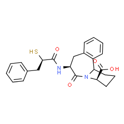 ChemSpider 2D Image | (4R,7S)-6-oxo-7-{[(2R)-3-phenyl-2-sulfanylpropanoyl]amino}-1,2,3,4,6,7,8,12b-octahydropyrido[2,1-a][2]benzazepine-4-carboxylic acid | C24H26N2O4S