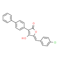 ChemSpider 2D Image | (5Z)-3-(4-Biphenylyl)-5-(4-chlorobenzylidene)-4-hydroxy-2(5H)-furanone | C23H15ClO3